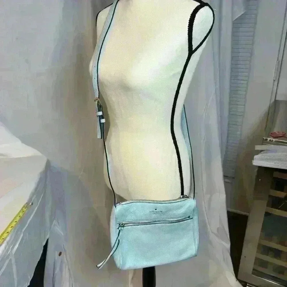 Kate Spade Leather Crossbody - Aqua Blue with front zipper